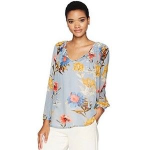 Lucky Brand Tucked Peasant Blouse, Size Med